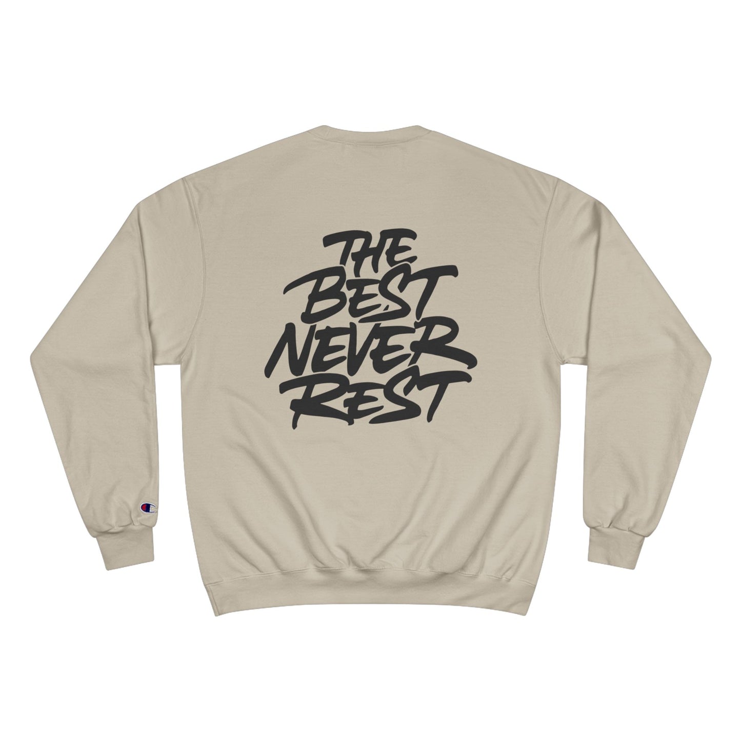 Champion Sweatshirt with Bold Artwork, Casual Streetwear, Graphic Crewneck, Hip Hop Fashion, Unisex Sweatshirt
