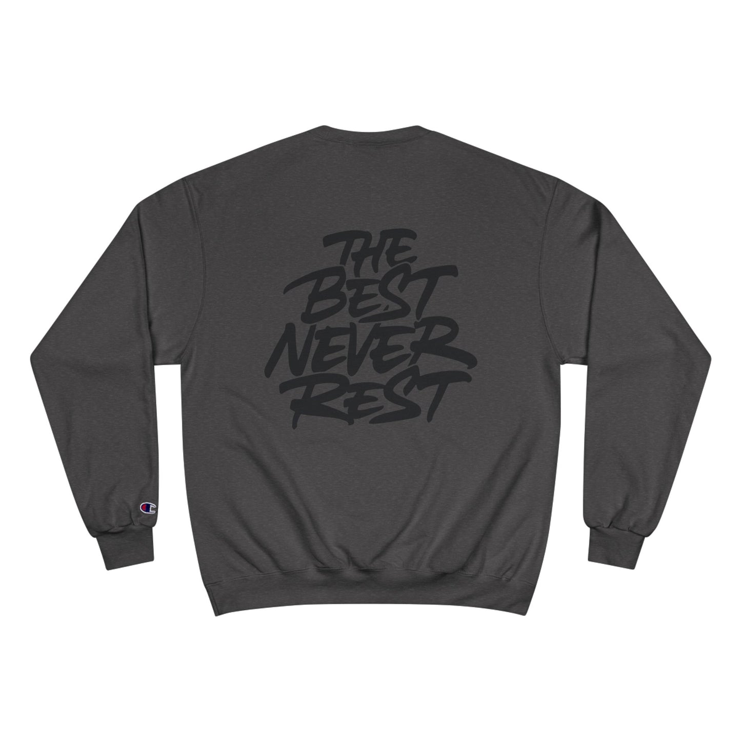 Champion Sweatshirt with Bold Artwork, Casual Streetwear, Graphic Crewneck, Hip Hop Fashion, Unisex Sweatshirt
