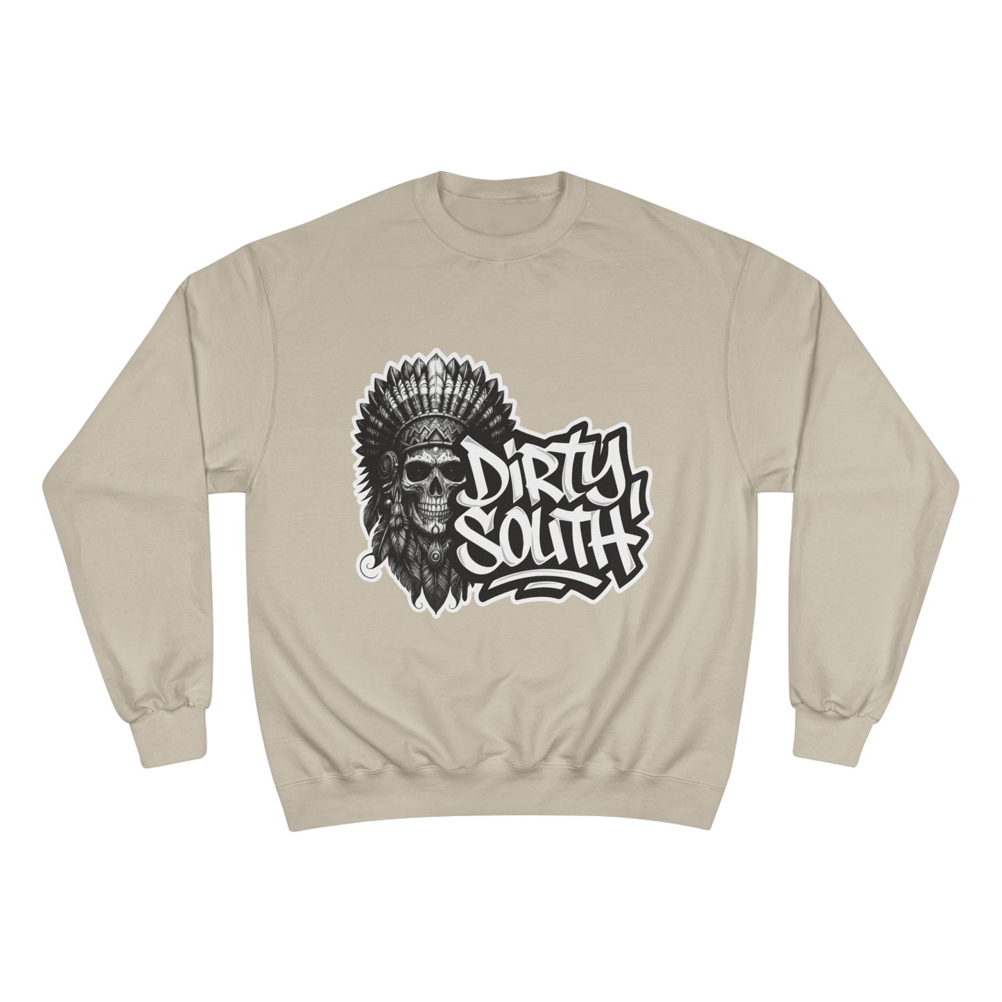 Champion Sweatshirt with Bold Artwork, Casual Streetwear, Graphic Crewneck, Hip Hop Fashion, Unisex Sweatshirt