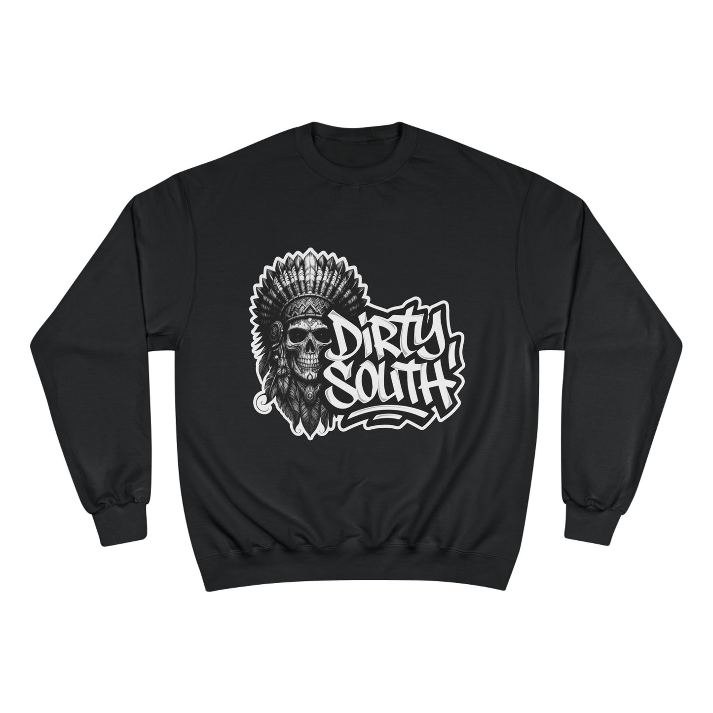 Champion Sweatshirt with Bold Artwork, Casual Streetwear, Graphic Crewneck, Hip Hop Fashion, Unisex Sweatshirt