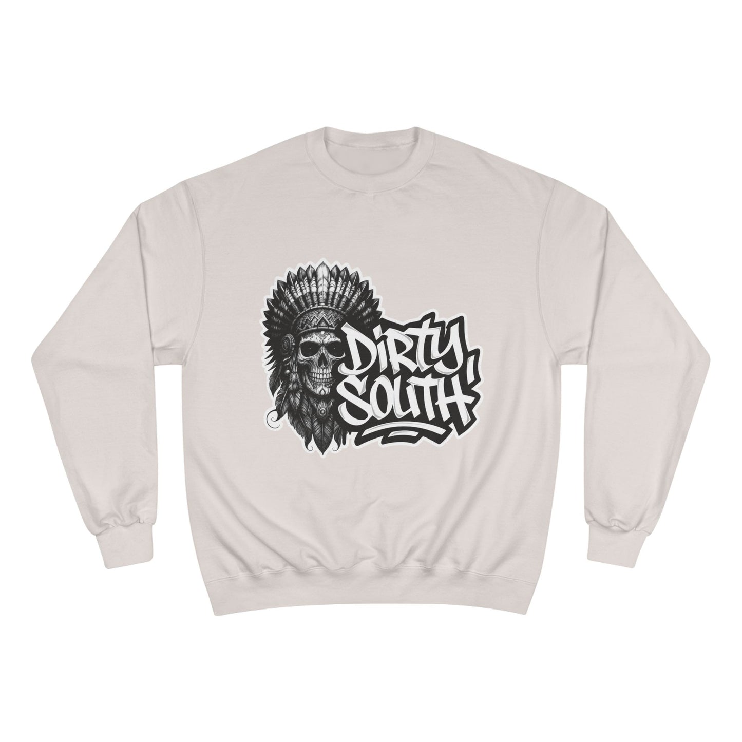 Champion Sweatshirt with Bold Artwork, Casual Streetwear, Graphic Crewneck, Hip Hop Fashion, Unisex Sweatshirt