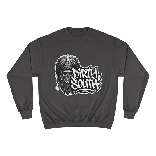 Champion Sweatshirt with Bold Artwork, Casual Streetwear, Graphic Crewneck, Hip Hop Fashion, Unisex Sweatshirt